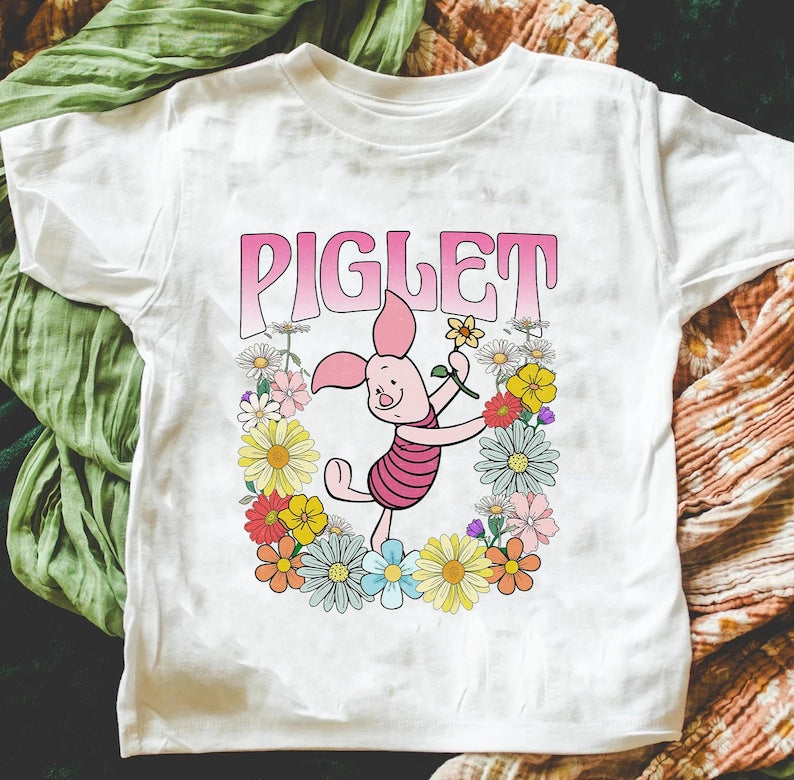 Winnie The Pooh Shirt,Retro Floral Winnie The Pooh Shirt, Disney Winnie The Pooh Tee, Pooh and Friends, Disney Family Vacation,Piglet,Eeyore
