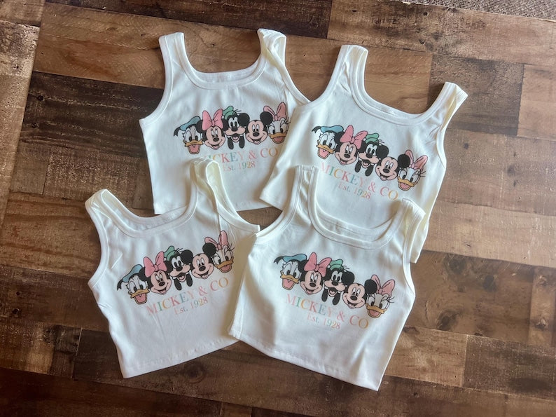 Disney Balloons Mickey Tank, Friends WDW DL Baby Tee, Retro Holiday Mickey Minnie Donald, Womens Cute Pluto Daisy Disney Crop Tee, Gift