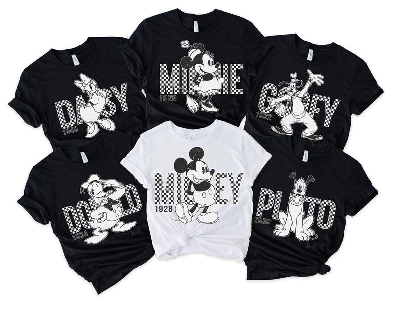 Retro Mickey Minnie Shirts, Retro Disney Trip Shirt, Retro Mickey and Friends Shirt, Checkered Mickey Shirt, Disney Family Vacation Shirt