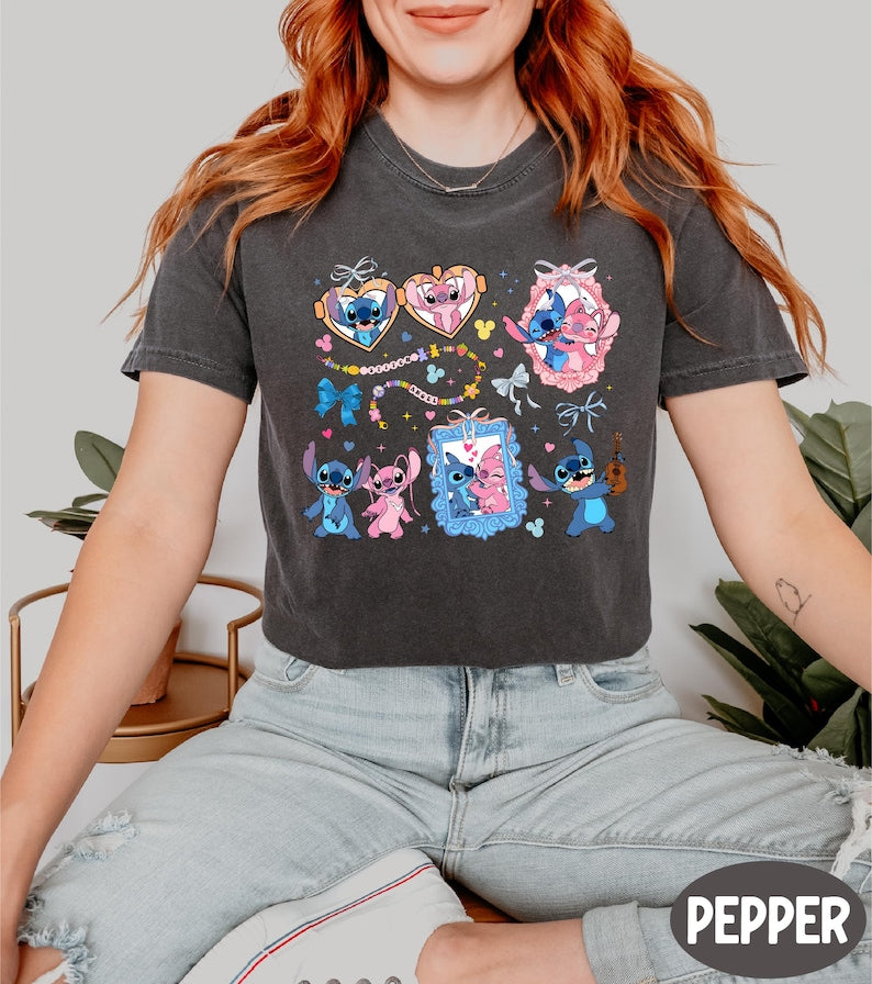 Comfort Colors® Stitch and Angel Shirt, Disney Stitch Shirt, Disneyland Trip Tee, Disney Stitch Couple Shirt, Funny Disney Shirt, Disney Tee
