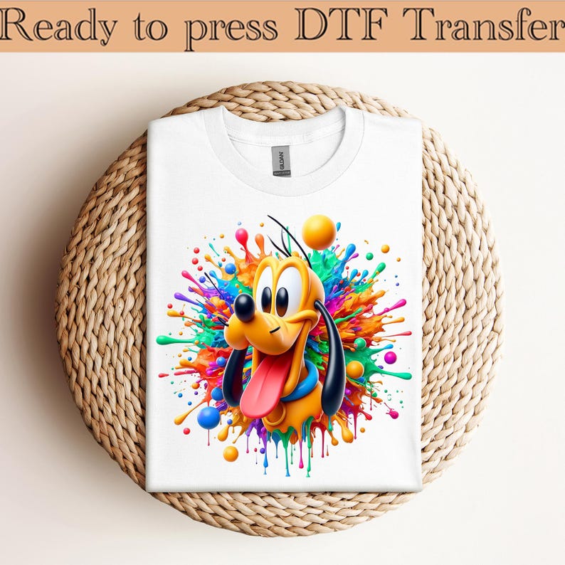 Disney Mickey and Friends Pluto Big Face Dtf, Pluto Dog Dtf, Disneyland Family Matching Dtf, Disney Vacation Dtf, WDW Trip Dtf,Dtf transfer