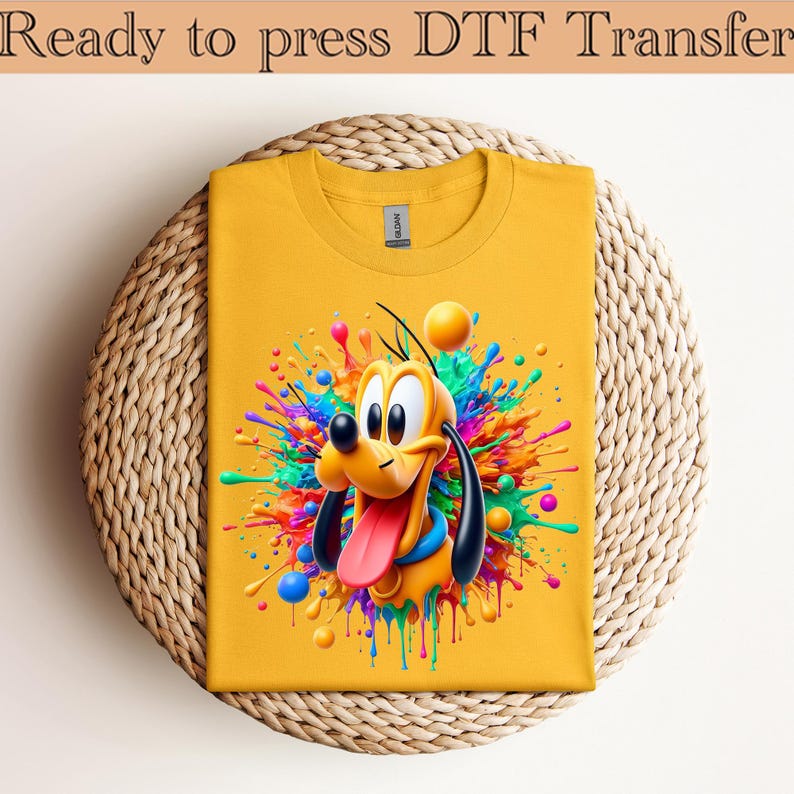 Disney Mickey and Friends Pluto Big Face Dtf, Pluto Dog Dtf, Disneyland Family Matching Dtf, Disney Vacation Dtf, WDW Trip Dtf,Dtf transfer