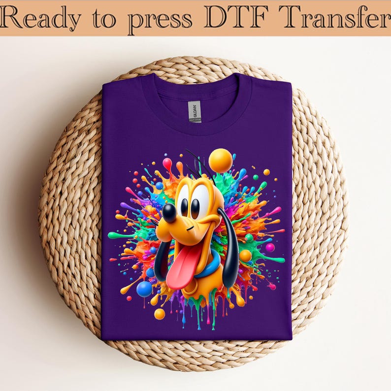 Disney Mickey and Friends Pluto Big Face Dtf, Pluto Dog Dtf, Disneyland Family Matching Dtf, Disney Vacation Dtf, WDW Trip Dtf,Dtf transfer