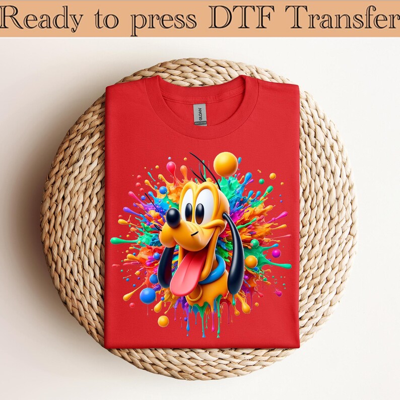 Disney Mickey and Friends Pluto Big Face Dtf, Pluto Dog Dtf, Disneyland Family Matching Dtf, Disney Vacation Dtf, WDW Trip Dtf,Dtf transfer