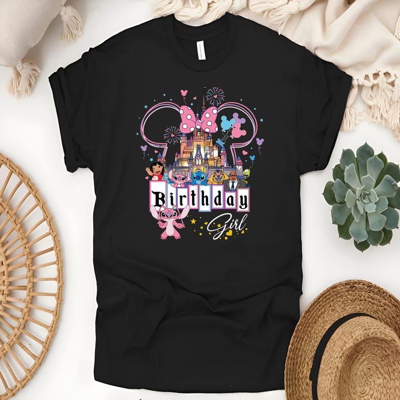 Custom Name Stitch and Angel Birthday DTF Transfers, Personalized Birthday Ready To Press
