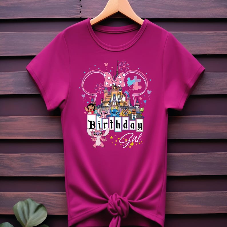 Custom Name Stitch and Angel Birthday DTF Transfers, Personalized Birthday Ready To Press