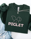 Embroidered Piglet Sweatshirt: Winnie the Pooh Fan Gift