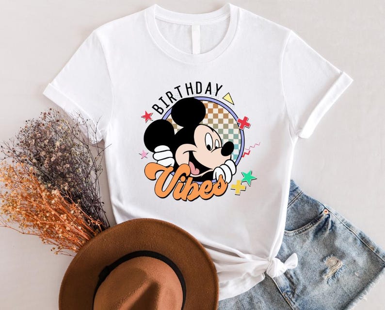 Mickey And Friends Birthday Vibes Shirt, Disney Mickey And Friends Shirt, Mickey Mouse Shirt, Retro Mickey Shirt, Disney Characters Shirt