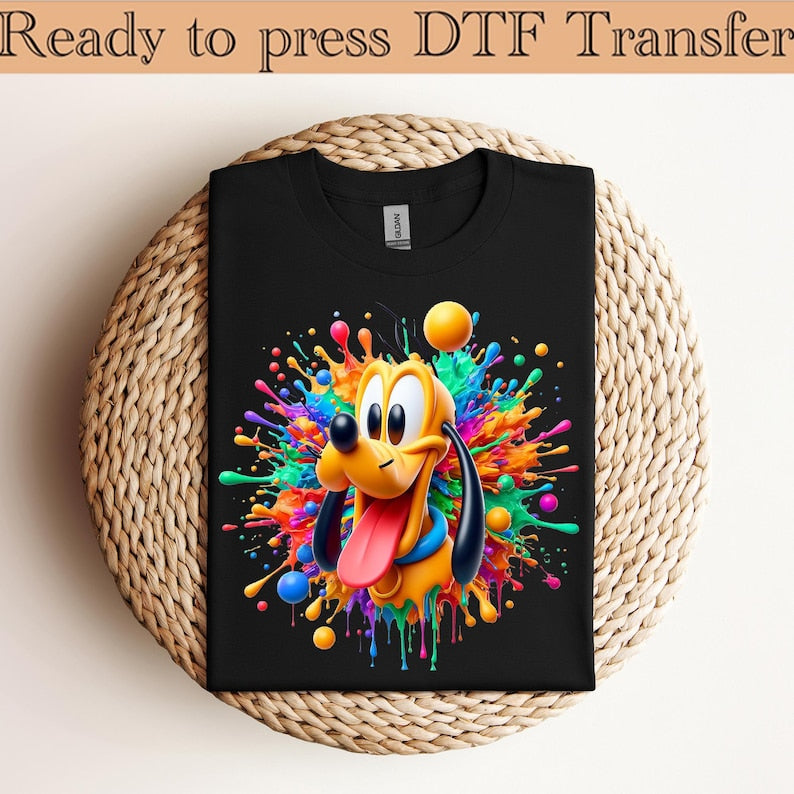 Disney Mickey and Friends Pluto Big Face Dtf, Pluto Dog Dtf, Disneyland Family Matching Dtf, Disney Vacation Dtf, WDW Trip Dtf,Dtf transfer