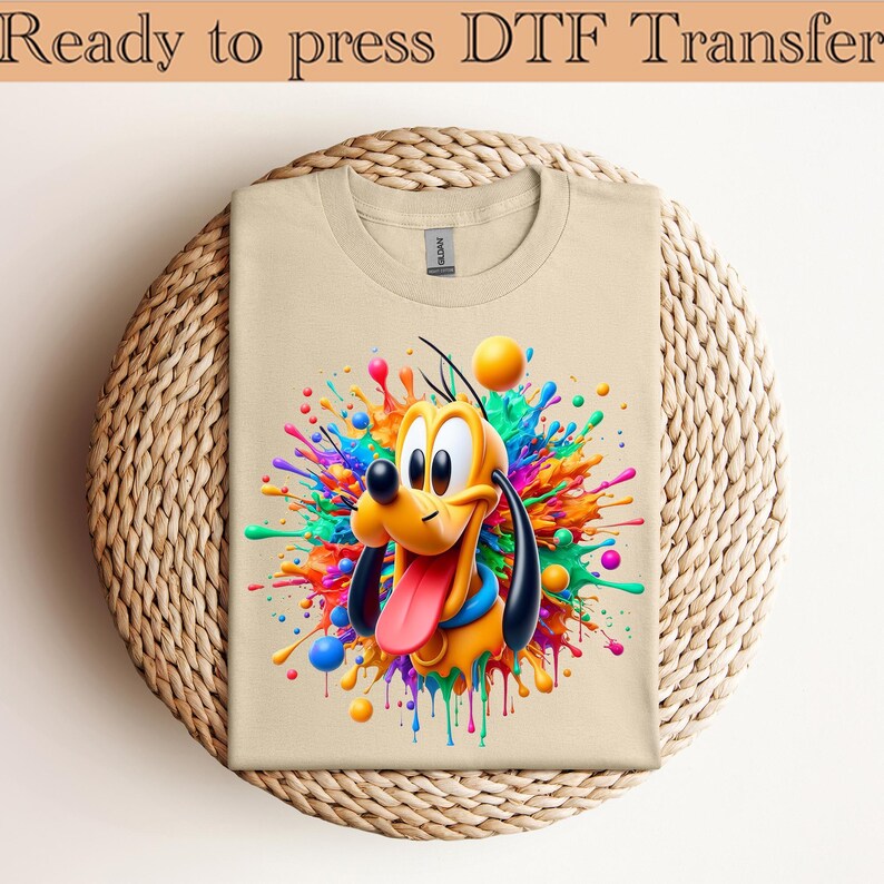 Disney Mickey and Friends Pluto Big Face Dtf, Pluto Dog Dtf, Disneyland Family Matching Dtf, Disney Vacation Dtf, WDW Trip Dtf,Dtf transfer