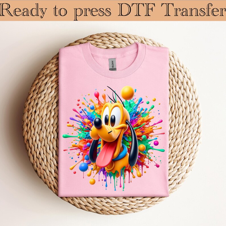Disney Mickey and Friends Pluto Big Face Dtf, Pluto Dog Dtf, Disneyland Family Matching Dtf, Disney Vacation Dtf, WDW Trip Dtf,Dtf transfer
