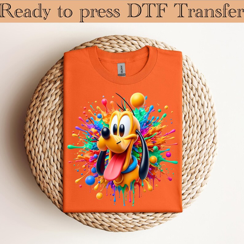 Disney Mickey and Friends Pluto Big Face Dtf, Pluto Dog Dtf, Disneyland Family Matching Dtf, Disney Vacation Dtf, WDW Trip Dtf,Dtf transfer