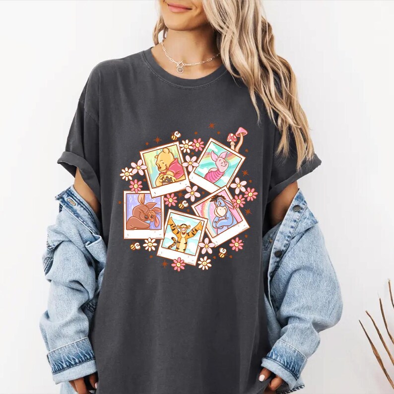 Comfort Colors Winnie the Pooh Shirt, Retro Disney Pooh Bear & Friends