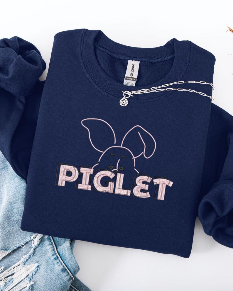 Embroidered Piglet Sweatshirt: Winnie the Pooh Fan Gift