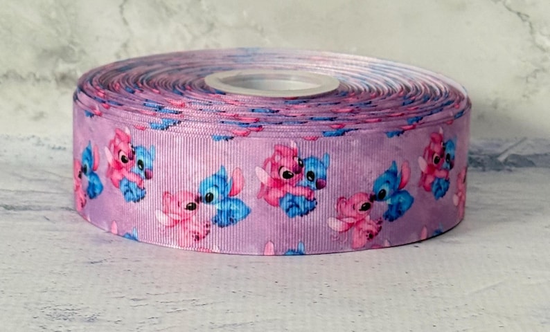 1 1/2” 7/8” Stitch /Angel Grosgrain Ribbon ,3 yards Lilo and Stitch