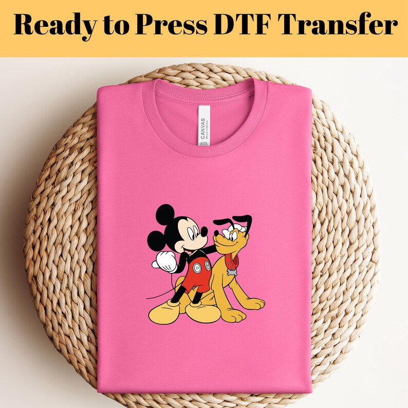 Disney Mickey Pluto DTF Transfer, Retro Mickey Mouse DTF, Classic Mickey Mouse DTF, Mickey Heat Transfer, Pluto Transfer, Disney Tripn Dtf