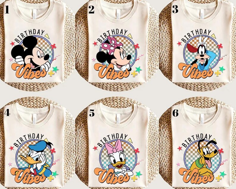 Mickey And Friends Birthday Vibes Shirt, Disney Mickey And Friends Shirt, Mickey Mouse Shirt, Retro Mickey Shirt, Disney Characters Shirt