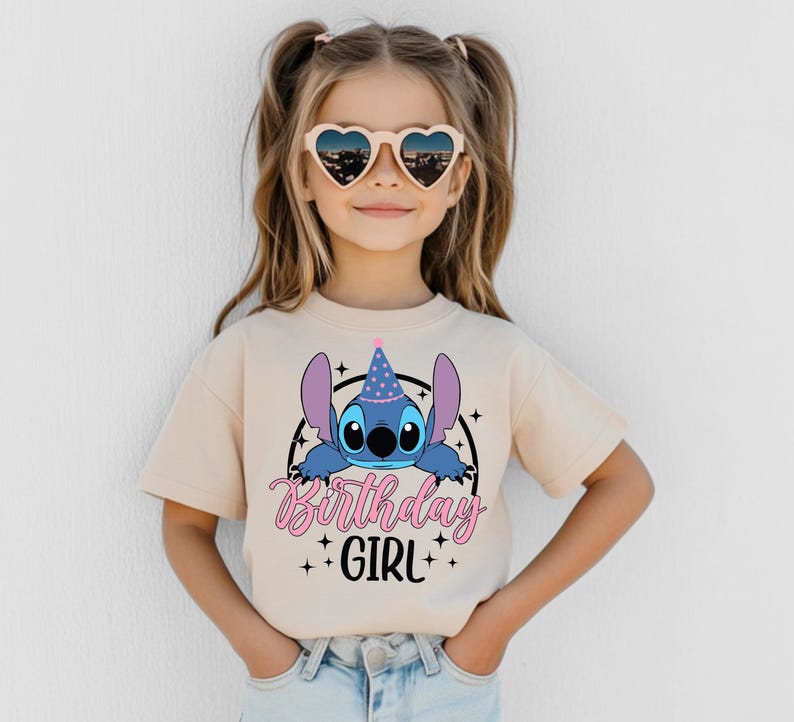 Stitch Birthday Shirt, Custom Stitch birthday, Lilo and Stitch Party, Cute Alien Birthday Outfit, Girl Birthday Shirt, Stitch Girl's Shirt
