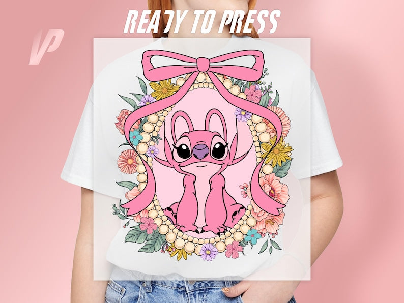 Angel DTF Transfer: Lilo and Stitch, Ready to Press
