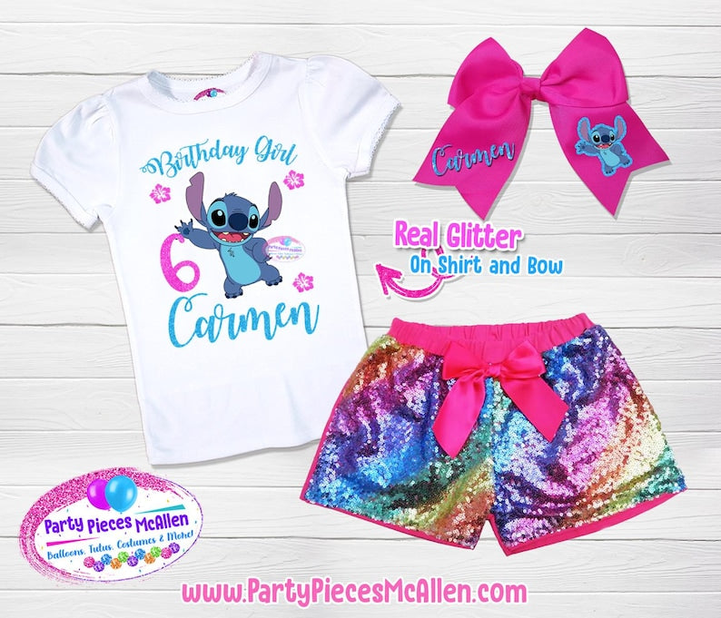 Stitch Birthday Outfit, Stitch Short Birthday Outfit, Stitch Birthday Outfit, Stitch Girls Birthday Outfit