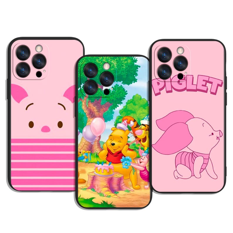 Cute Pink Piglet Winnie the Pooh Art Phone Case: Protective TPU/Silicone Cover for iPhone, Samsung and Google Pixel