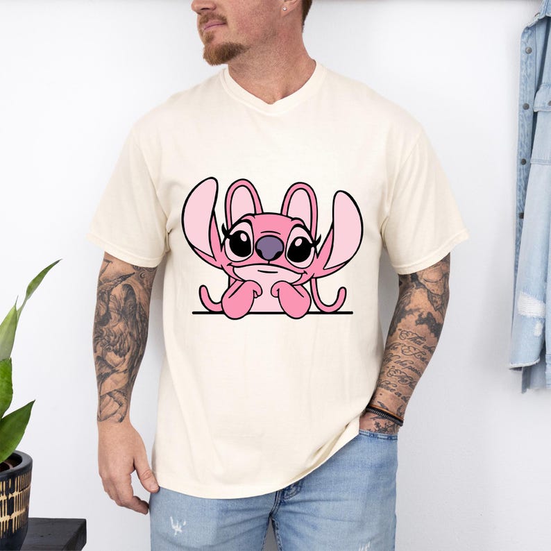 Angel Character DTF Transfer Ready to Press | Cute Pink Cartoon Design for Shirts | Hot Peel Vinyl Heat Press Craft Gift