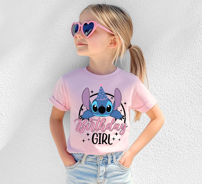 Stitch Birthday Shirt, Custom Stitch birthday, Lilo and Stitch Party, Cute Alien Birthday Outfit, Girl Birthday Shirt, Stitch Girl's Shirt
