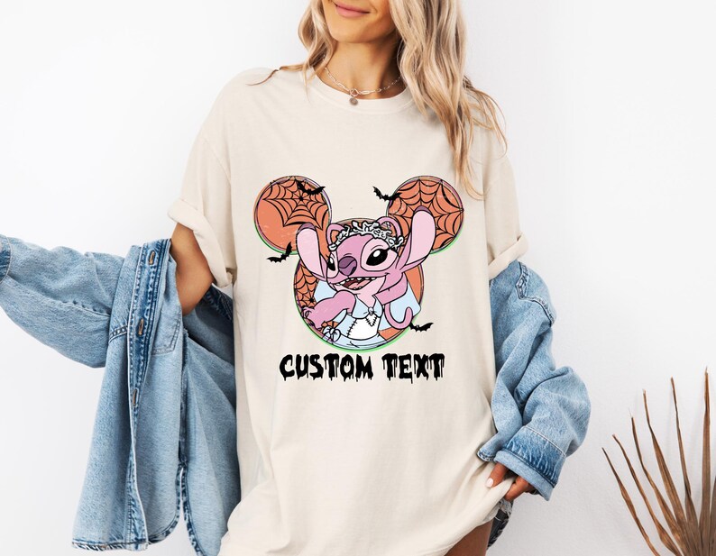 Comfort Colors® Custom Disney Head Halloween Stitch Shirt,Stitch and Angel Halloween Tee,Disney Family Halloween Shirt,Disney Stitch Shirt