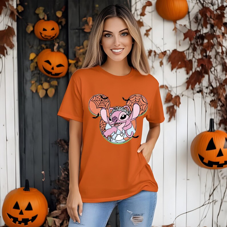 Comfort Colors® Custom Disney Head Halloween Stitch Shirt,Stitch and Angel Halloween Tee,Disney Family Halloween Shirt,Disney Stitch Shirt