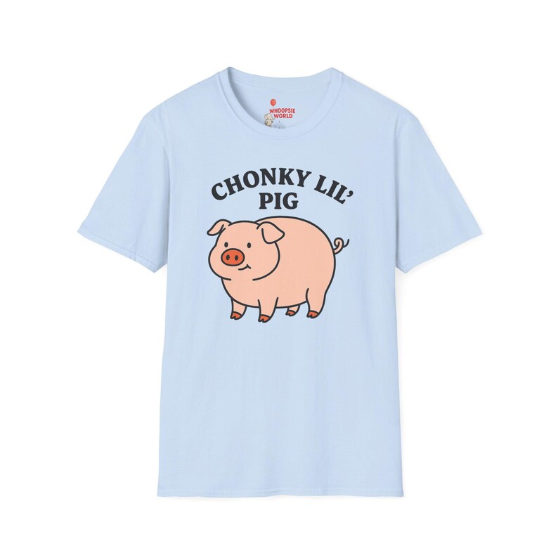 Funny Chonky Pig Shirt Cute Cartoon Pig Tee with "Chonky Lil' Pig" Text Farm Animal Graphic T-Shirt for Animal Lovers & Humor Fans