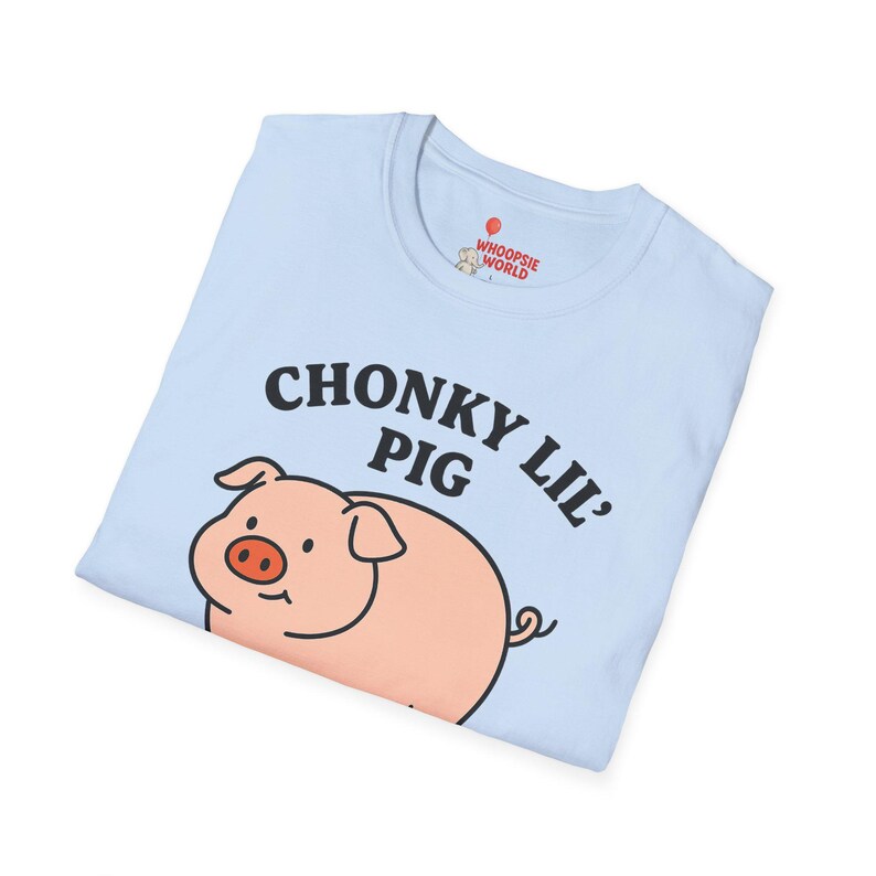 Funny Chonky Pig Shirt Cute Cartoon Pig Tee with "Chonky Lil' Pig" Text Farm Animal Graphic T-Shirt for Animal Lovers & Humor Fans