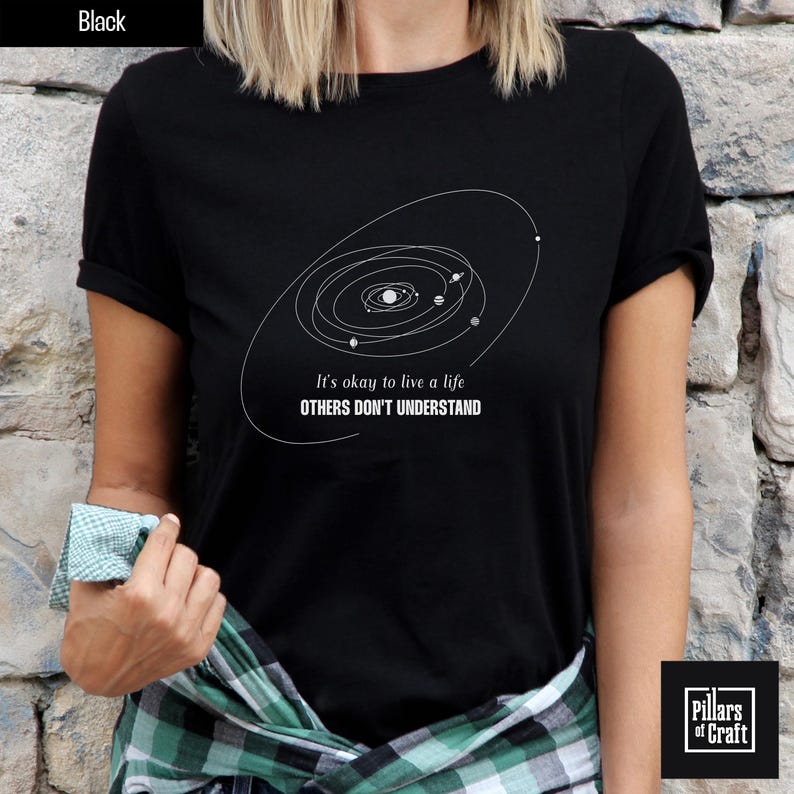 Pluto and planets in orbit shirt, Planetary orbits shirt, Cosmic inspiration shirt, Individuality shirt