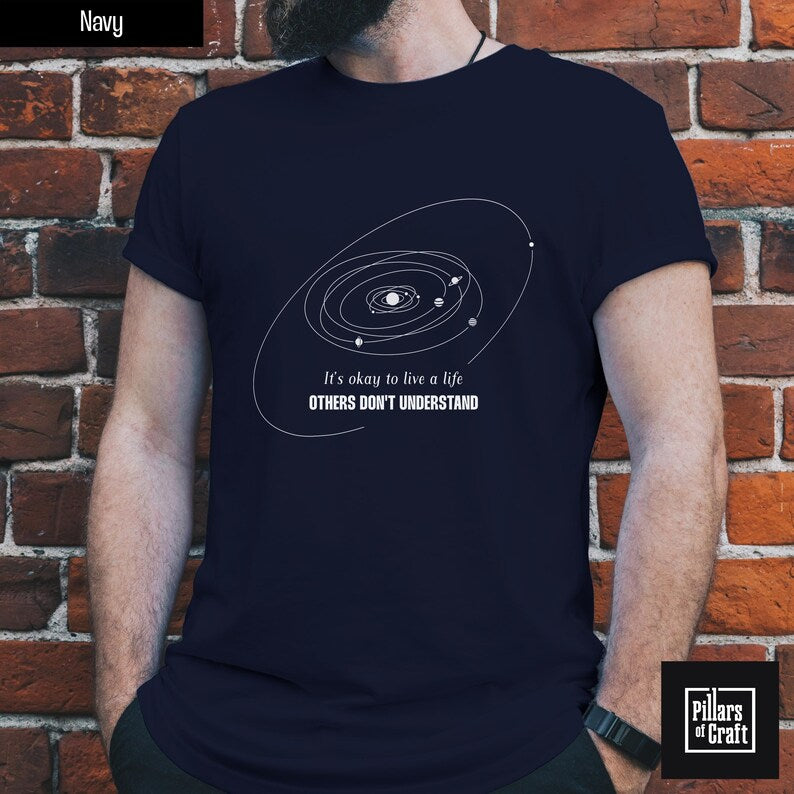 Pluto and planets in orbit shirt, Planetary orbits shirt, Cosmic inspiration shirt, Individuality shirt