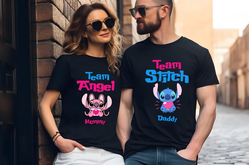 Stitch Gender Reveal Ready To Press, Disney Baby Shower DTF Transfer, Pink or Blue Family Loves You, Cute Pregnancy Announcement DTF Print