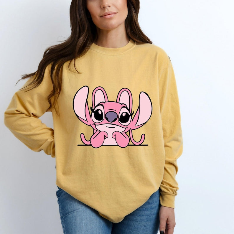 Angel Character DTF Transfer Ready to Press | Cute Pink Cartoon Design for Shirts | Hot Peel Vinyl Heat Press Craft Gift