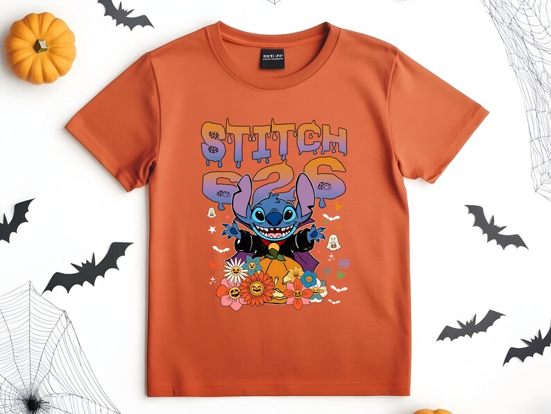 CUSTOM Halloween Stitch and Angel Iron on Transfer, Spooky Season Halloween Heat To Press, Disney Stitch Dtf, Spooky Stitch and Angel Dtf