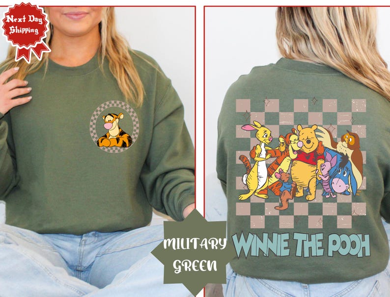 Retro Winnie the Pooh Shirt, Disney Checkered Pooh Friends Shirt, Disney Family Matching Shirt, Disneyland Vacation Shirt, Piglet Tigger Tee