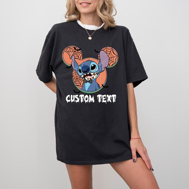 Comfort Colors® Custom Disney Head Halloween Stitch Shirt,Stitch and Angel Halloween Tee,Disney Family Halloween Shirt,Disney Stitch Shirt