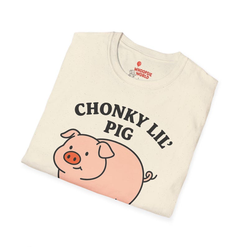 Funny Chonky Pig Shirt Cute Cartoon Pig Tee with "Chonky Lil' Pig" Text Farm Animal Graphic T-Shirt for Animal Lovers & Humor Fans