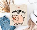 Funny Chonky Pig Shirt Cute Cartoon Pig Tee with "Chonky Lil' Pig" Text Farm Animal Graphic T-Shirt for Animal Lovers & Humor Fans