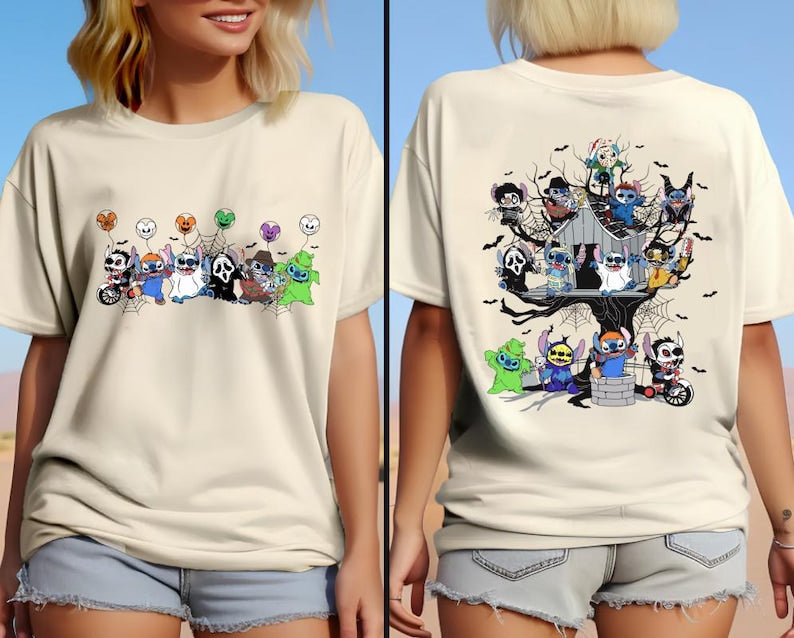Disney Stitch Halloween Shirt, Disney Halloween Shirt, Stitch Shirt, Stitch and Angel Shirt, Stitch Halloween Shirt