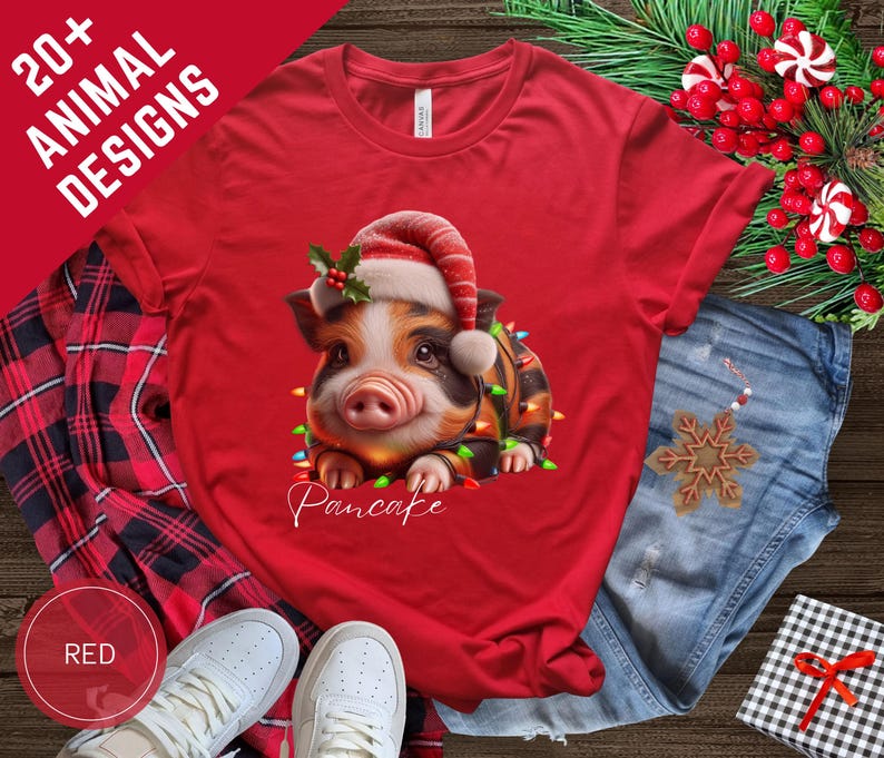 Custom Micro Pig Christmas Sweatshirt, Animal Christmas Lights Shirt, Personalized Teacup Pig Tshirt, Funny Pig Gift For Animal Lovers Vet