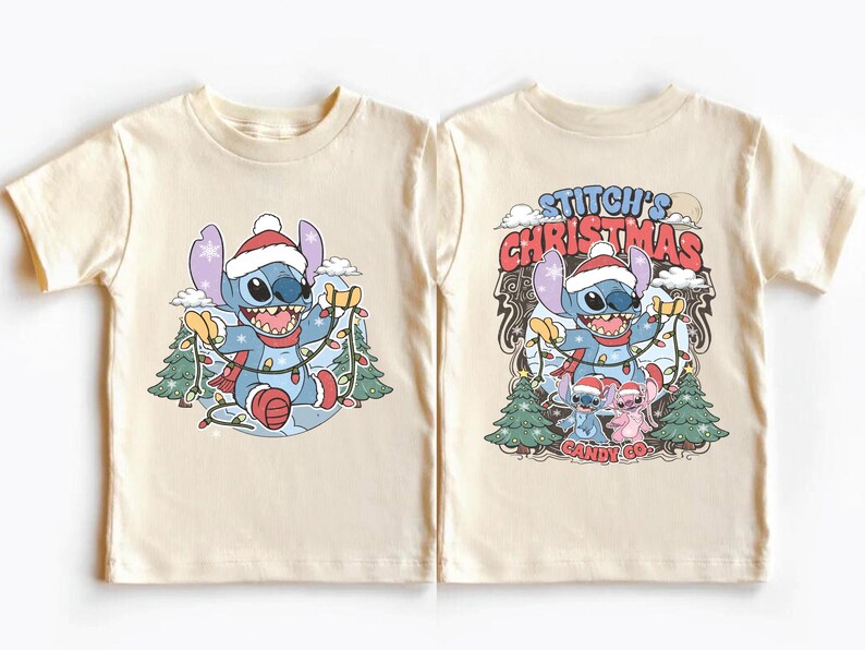 Merry Christmas Shirt, Stitch And Angel Merry Christmas T-shirt,  Xmas Sweatshirt, Santa Hat Xmas Tee, Disneyland Family Trip Xmas Hoodie