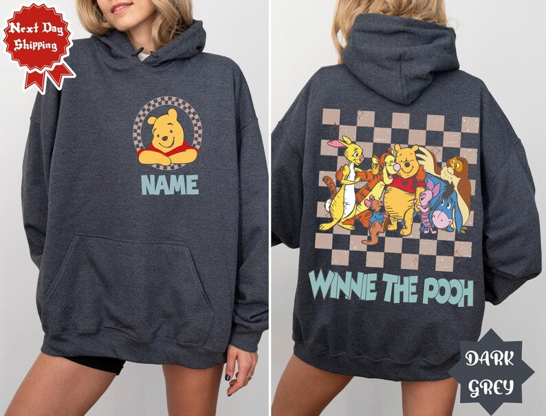 Retro Winnie the Pooh Shirt, Disney Checkered Pooh Friends Shirt, Disney Family Matching Shirt, Disneyland Vacation Shirt, Piglet Tigger Tee