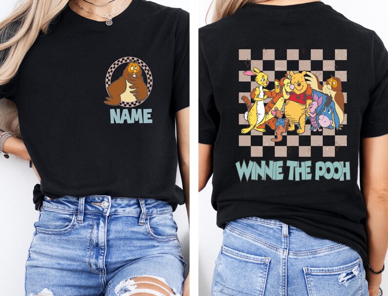 Retro Winnie the Pooh Shirt, Disney Checkered Pooh Friends Shirt, Disney Family Matching Shirt, Disneyland Vacation Shirt, Piglet Tigger Tee