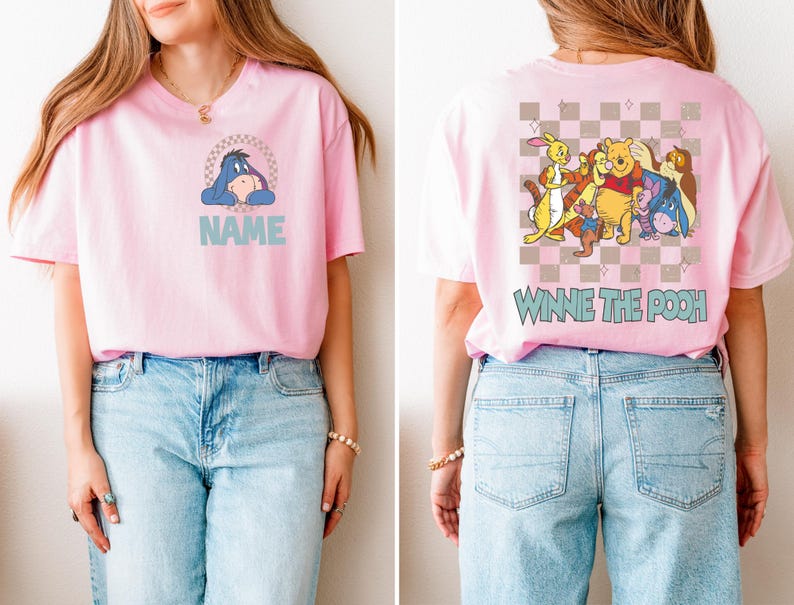 Retro Winnie the Pooh Shirt, Disney Checkered Pooh Friends Shirt, Disney Family Matching Shirt, Disneyland Vacation Shirt, Piglet Tigger Tee