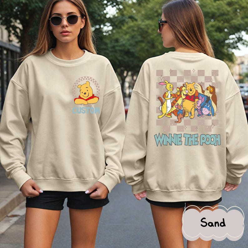 Retro Winnie the Pooh Sweater,Disney Checkered Pooh Friends Shirt,Disney FamilyMatching Shirt,Disneyland Vacation Shirt,Piglet Tigger Shirt