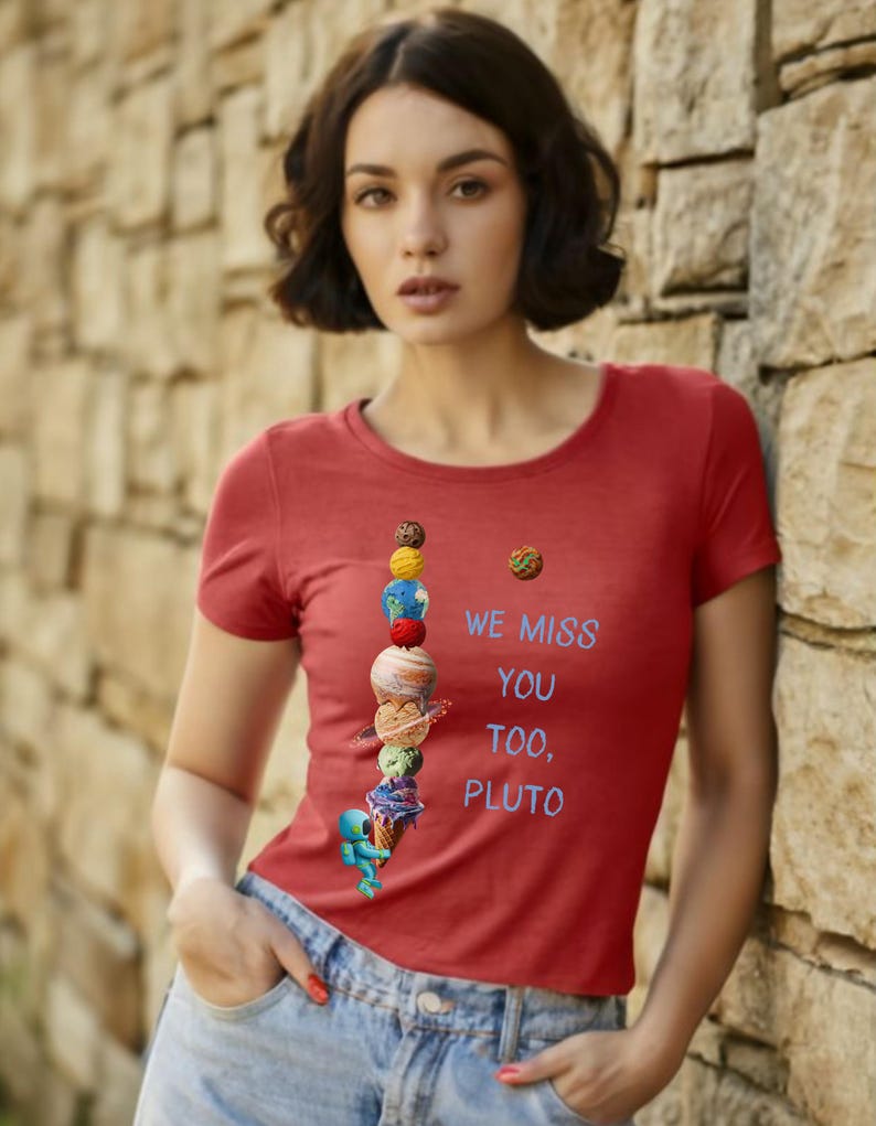 Astronaut Ice Cream Cone Planet Tee, We Miss You Too Pluto Shirt, Space Lover Gift, Unisex Galaxy T-shirt, Solar System Tee, Astronomy Top