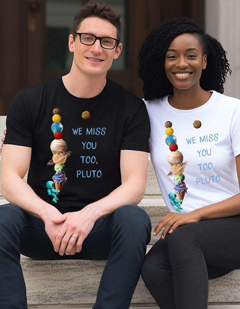Astronaut Ice Cream Cone Planet Tee, We Miss You Too Pluto Shirt, Space Lover Gift, Unisex Galaxy T-shirt, Solar System Tee, Astronomy Top