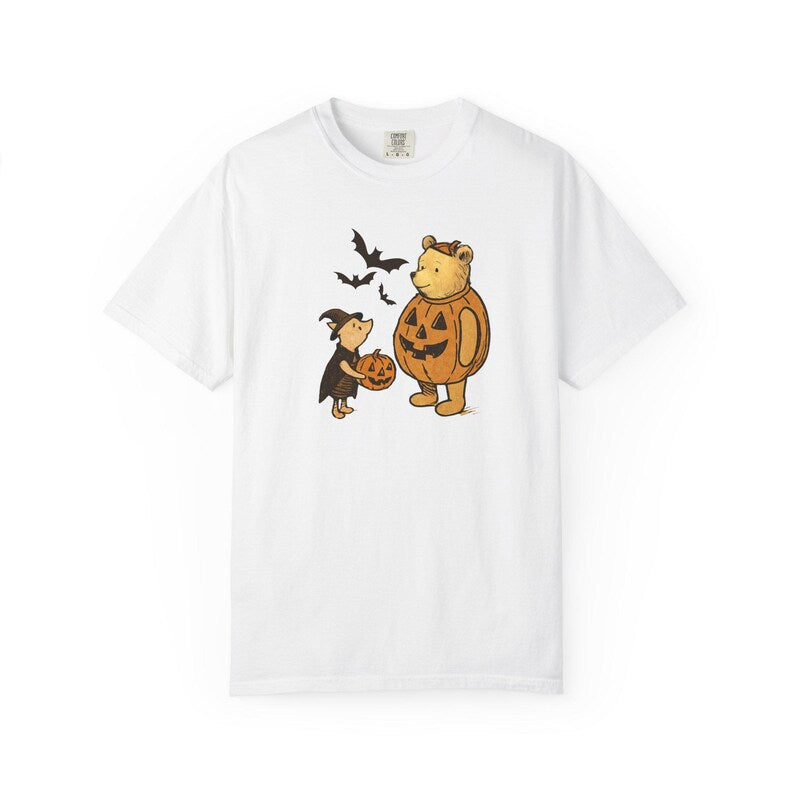 Classic Winnie the Pooh and Piglet Halloween Shirt, Cute Fall Shirt, Vintage Pooh and Piglet Fall Shirt, Cute Pooh in Pumpkin Costume Shirt